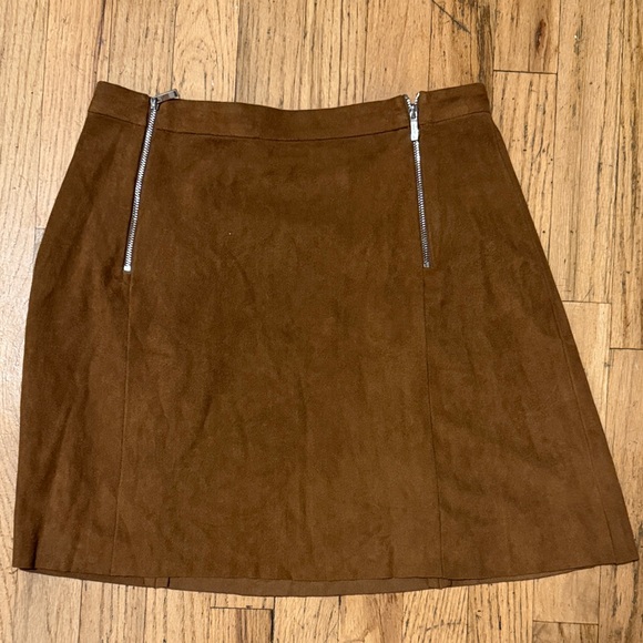 1. State Brown Mini Skirt with Silver Zippers - Picture 1 of 3